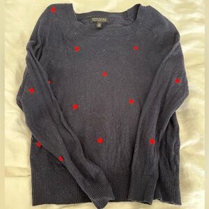Women’s Banana Republic Italian merino wool sweater navy with hearts